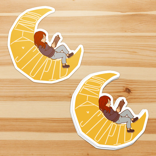 Sorta Stupid Sorta Reading Cozy Book Club Moon Girl  - Sticker